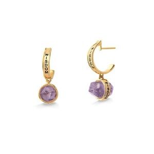 Brand new Maria dolores amethyst gold plated earring real gem stone